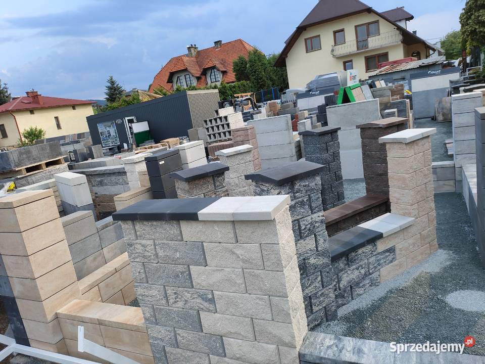 Palisada łupana 345x15x6 piaskowy palisady Myślenice