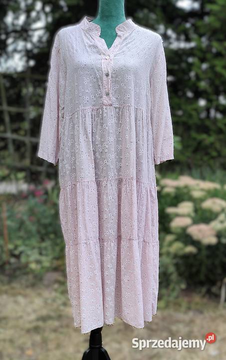 Długa sukienka kwiaty XL 42 bawełna floral luźna Szczecin