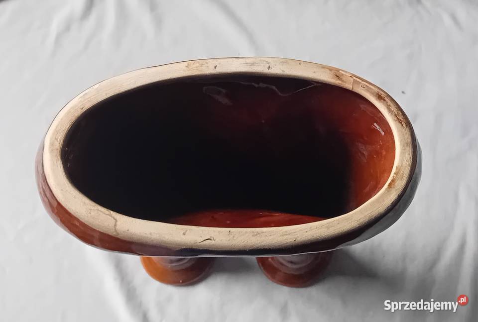 Ceramiczny szkliwiony świecznik na 2 świece