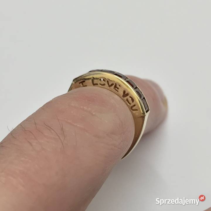 Złoty pierścionek 585 14K I LOVE YOU Kocham Cię Warszawa