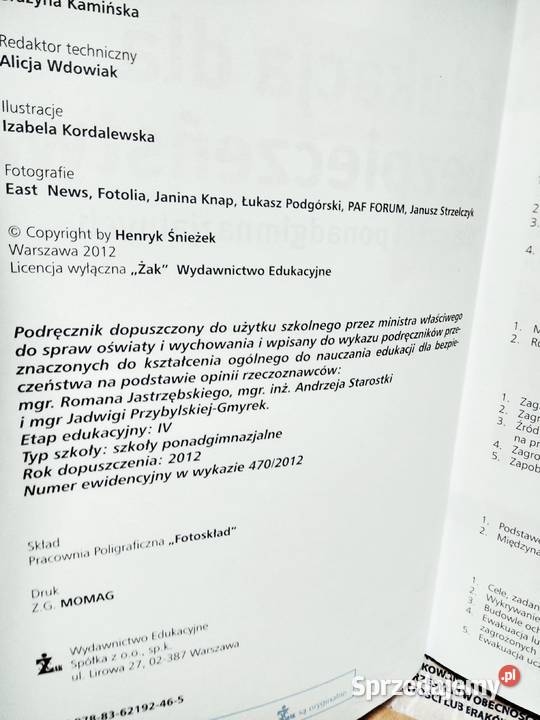 Edukacja bezpieczeństwa żak unikatowe książki mazowieckie Warszawa