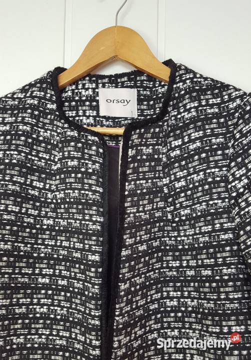 Nowy płaszcz Orsay L 40 biały czarny pepitka Szczecin