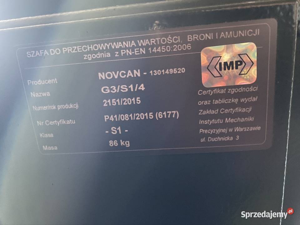 Sprzedam sejf na broń S1 Krasnystaw