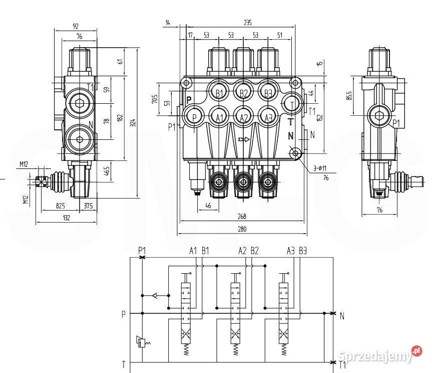 ROZDZIELACZ HYDRAULICZNY MONOBLOK 3 SEKCJE 120L nieuszkodzony kujawsko-pomorskie Solec Kujawski sprzedam