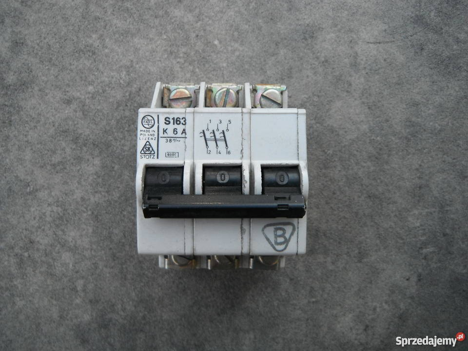 Wyłącznik instalacyjny S163 K 6A 380VAC Nowe Chlewiska sprzedam
