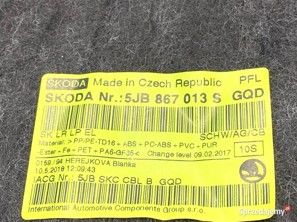 BOCZEK DRZWI LEWY PRZÓD SKODA RAPID Hatchback podkarpackie