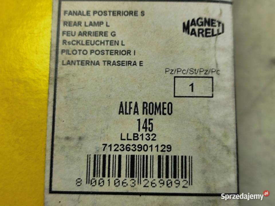 LAMPA LEWY TYŁ ALFA ROMEO 145 19942000 MAGNETI