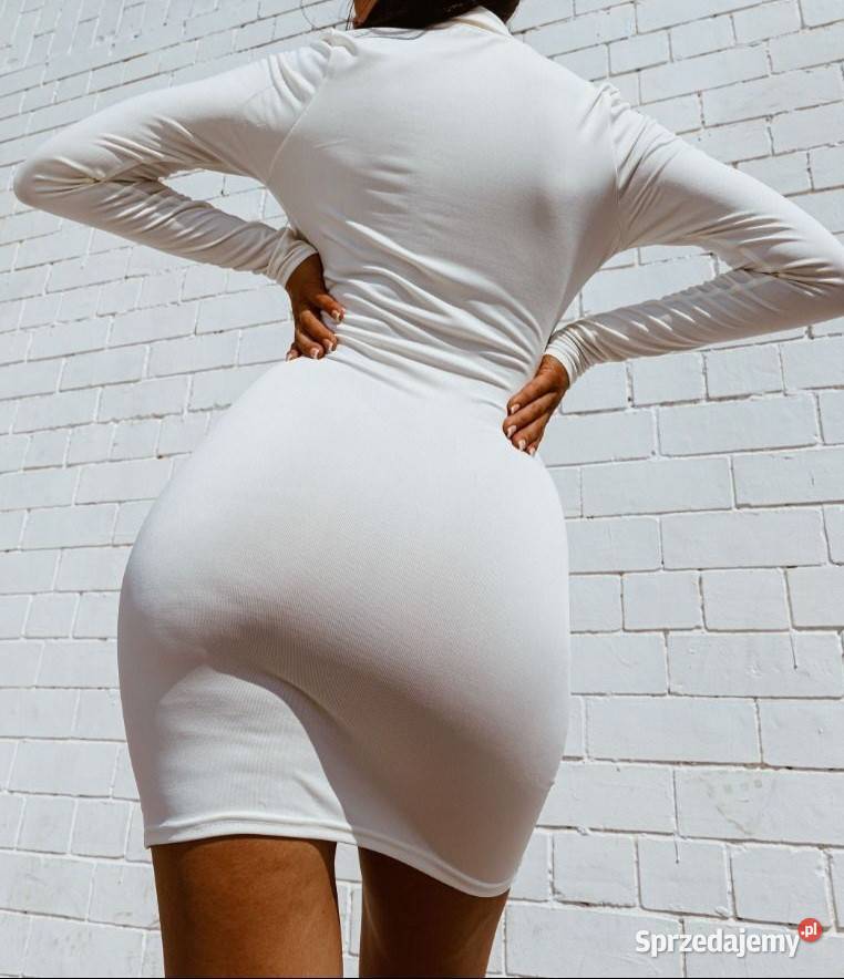 FEMME LUXE kremowa obcisła sukienka mini guziki Kalisz sprzedam