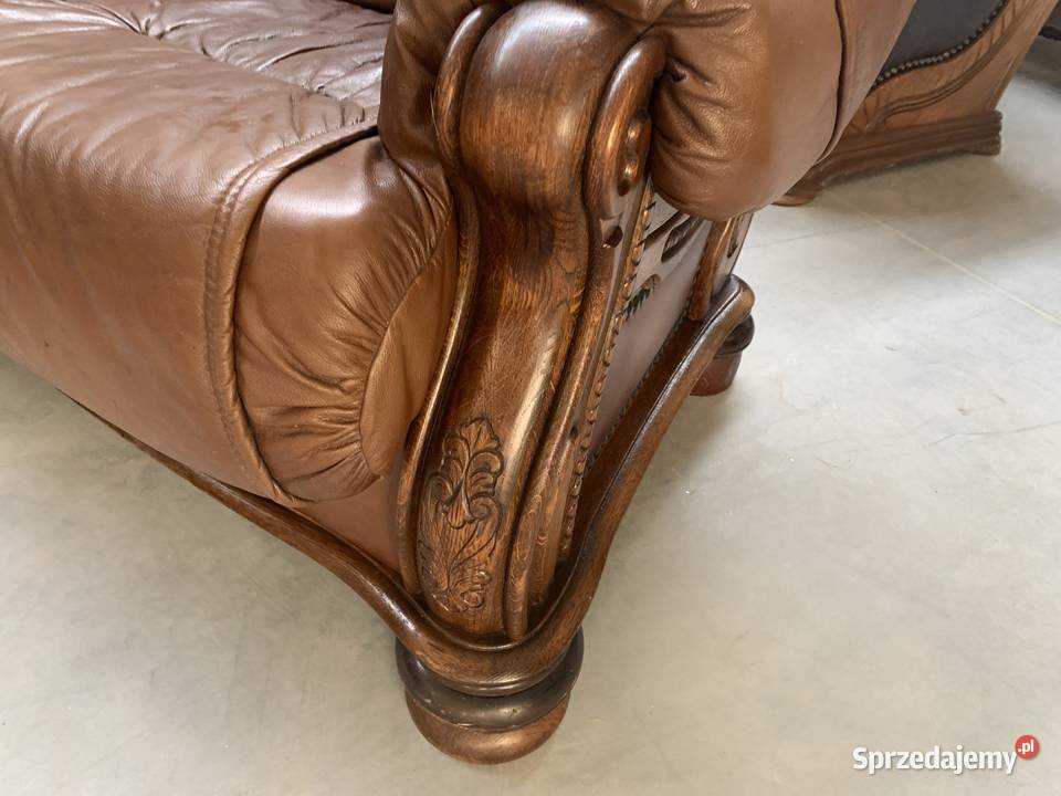 Ładna holenderska sofa kanapa ze skóry na wielkopolskie Sławoszewek