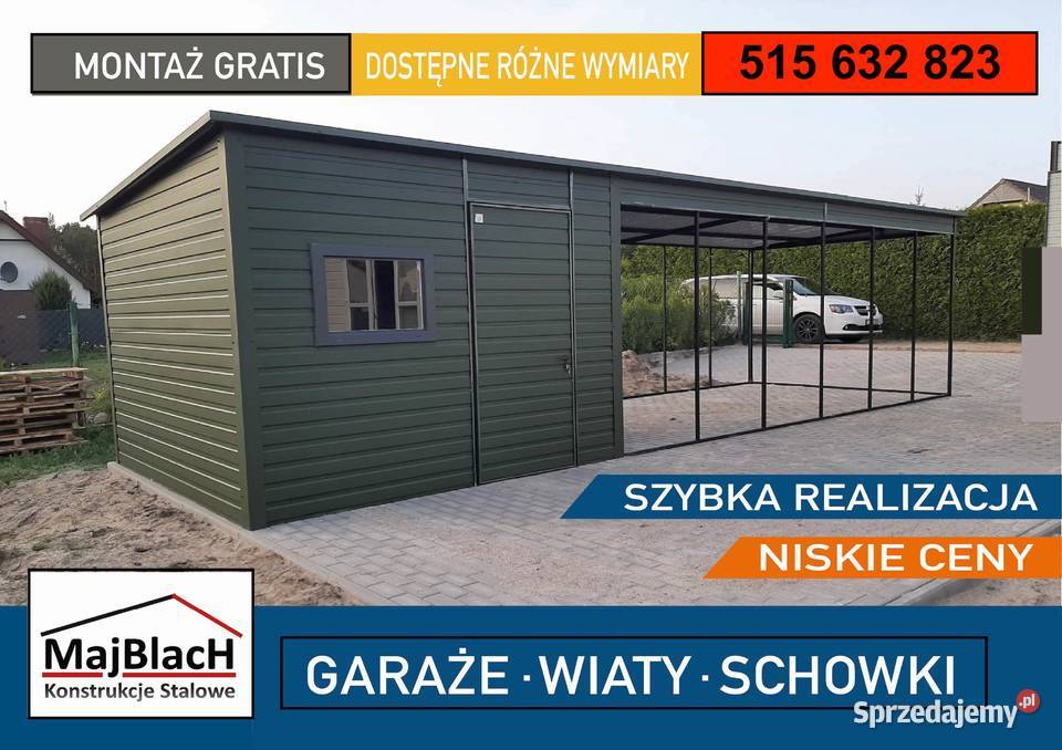 Duży Ocynkowany Garaż Blaszany Dwuspadowy RAL Oleśnica sprzedam