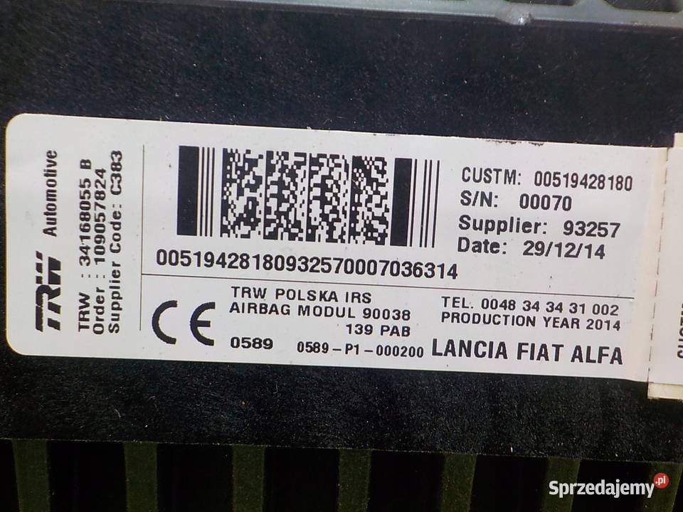 FIAT PANDA III 12 B 15r 5D AIRBAG poduszka mazowieckie Suków