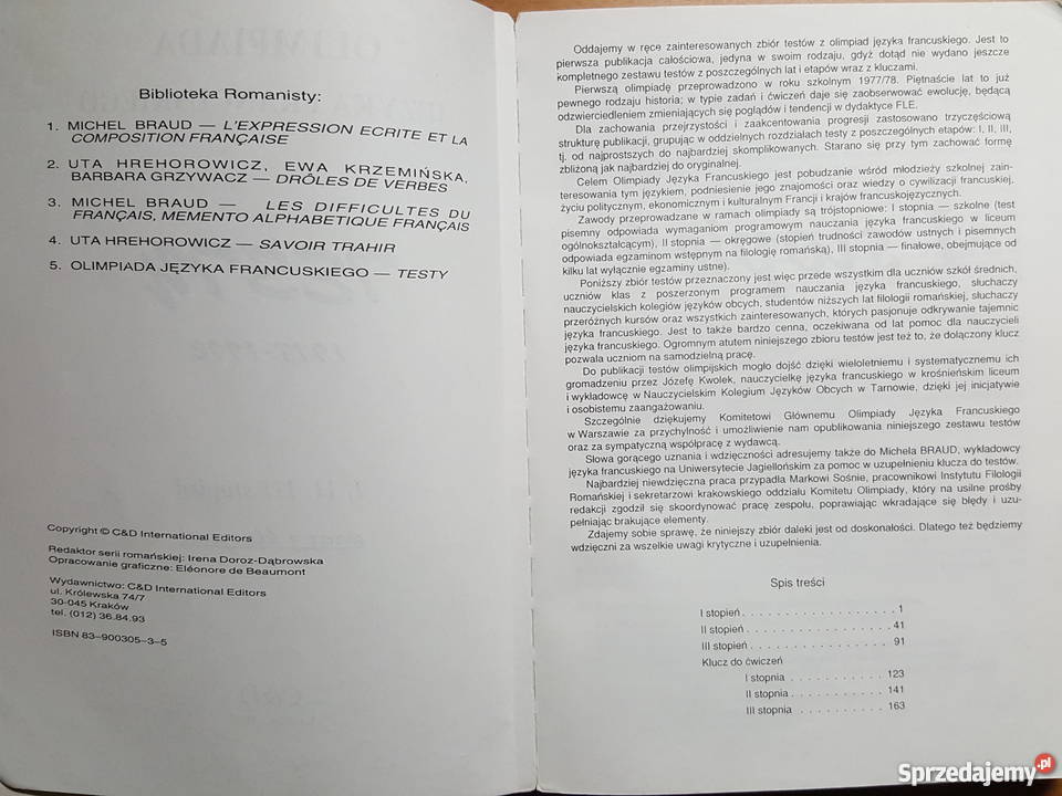 Książka Olimpiada języka francuskiego TESTY z do liceum  wielkopolskie Złotniki sprzedam