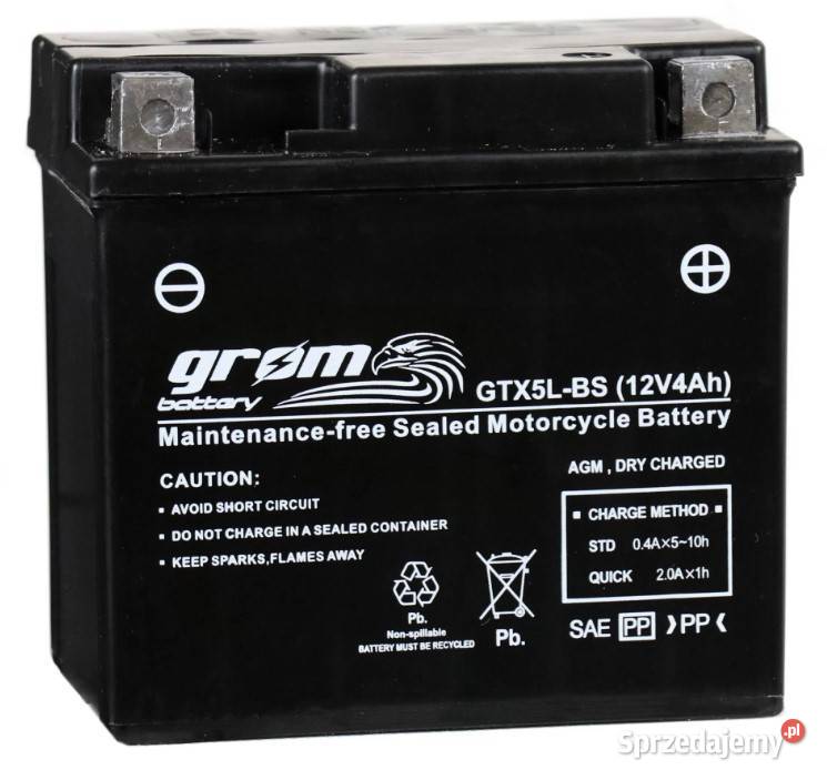 Akumulator motocyklowy GROM GTX5LBS YTX5LBS 12V Wałbrzych