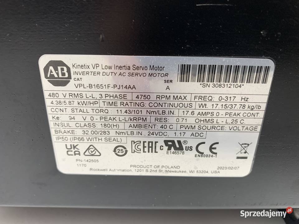 AllenBradley VPLB1651FPJ14AA Servomotor Warszawa