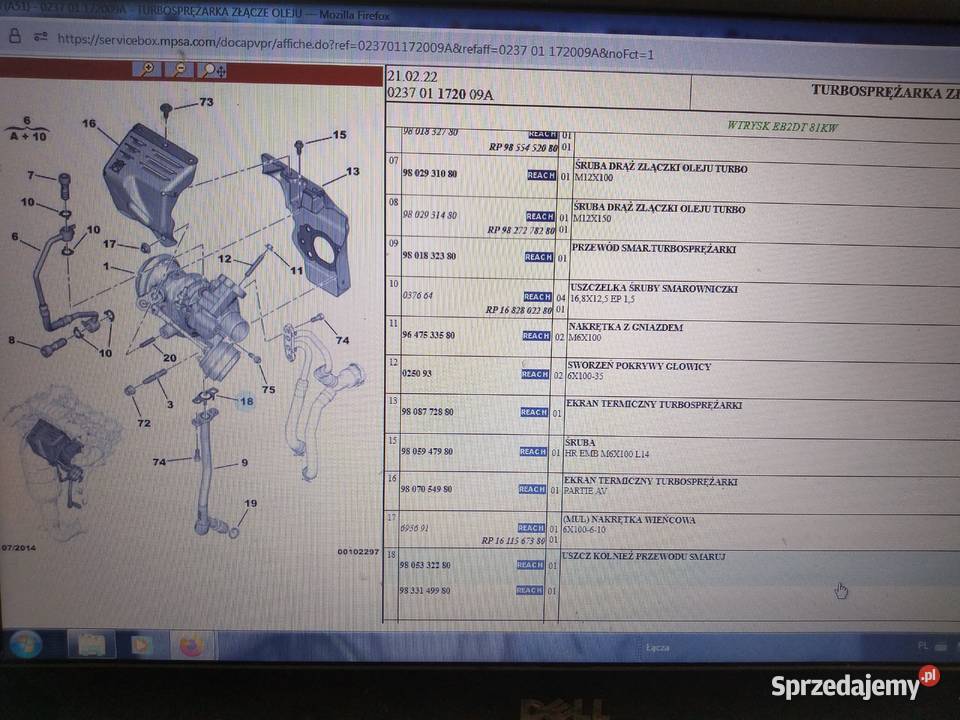 Uszczelka przewodu turbo Citroen Peugeot 12 Lublin