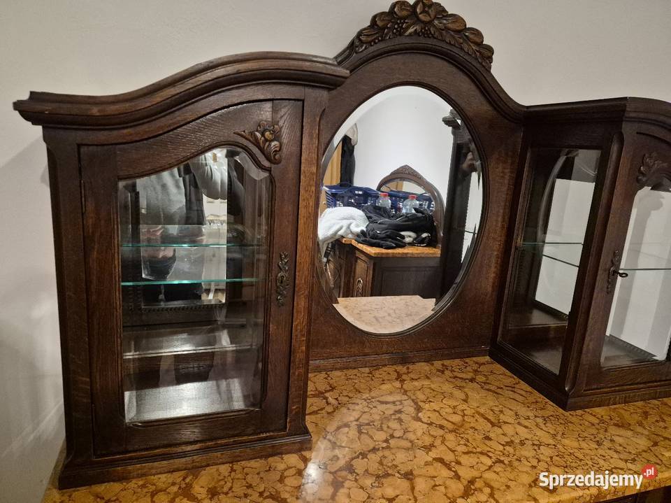 Secesyjna komoda dębowa rzeźbiona z blatem 150cm