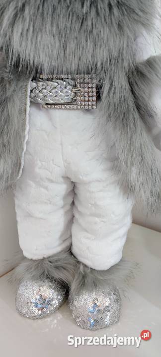 Skrzaty świąteczne para srebrny biały Glamour biały Lipnica