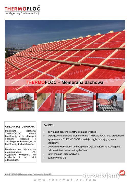 THERMOFLOC Membrana dachowa wiatroizolacja 75m2 Folie izolacyjne i membrany sprzedam