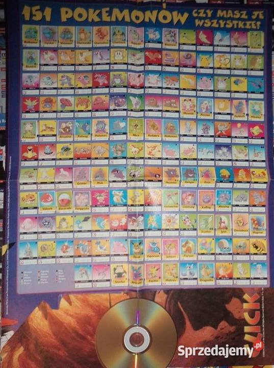 Pokemony plakat 151 Pokemonów NAKLEJKI Kultura i Rozrywka Rzeszów