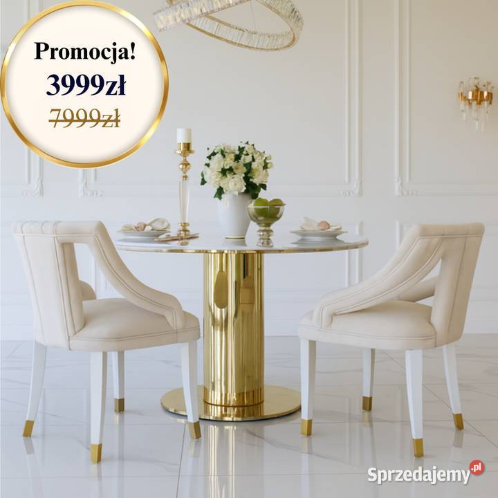 Nowoczesny stół złoty glamour okrągły z sprzedam