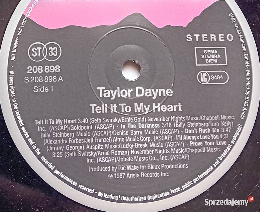 LP Taylor Dayne Tell it to my Heart Arista 1987 Koźminek