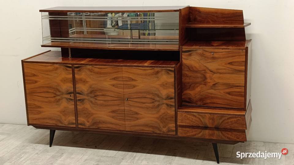 mid Century modern komoda z witryną design lata Radomsko