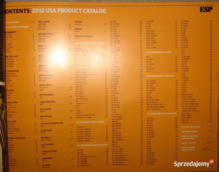ESP LTD Guitars Basses 2012 USA Product Catalog Muzyka Kępice sprzedam