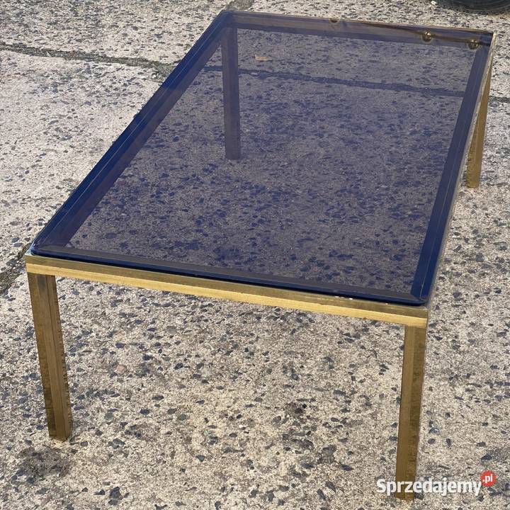 Złoty mosiężny stolik kawowy ława z dymionym Gryfice sprzedam