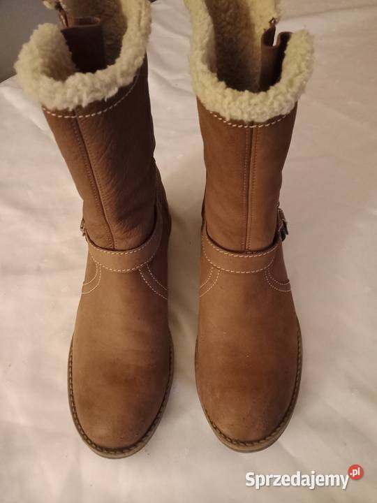 Kozaki skórzane ocieplane Lasocki brązowy/beżowy Łódź