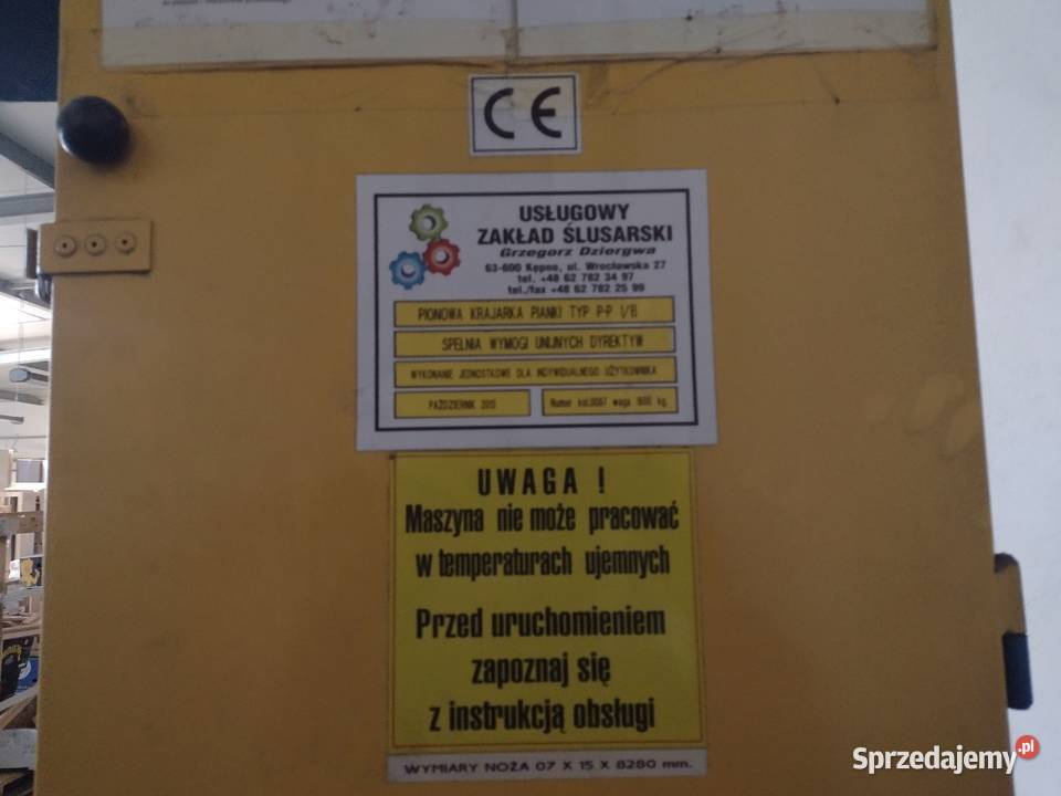 Maszyna do cięcia pianki poliuretanowej Produkcja