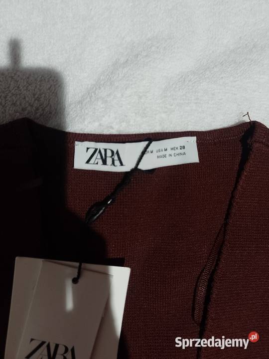38M ZARA Brązowa kamizelka dzianinowa z patką z Rozmiar 38(M) Kraków