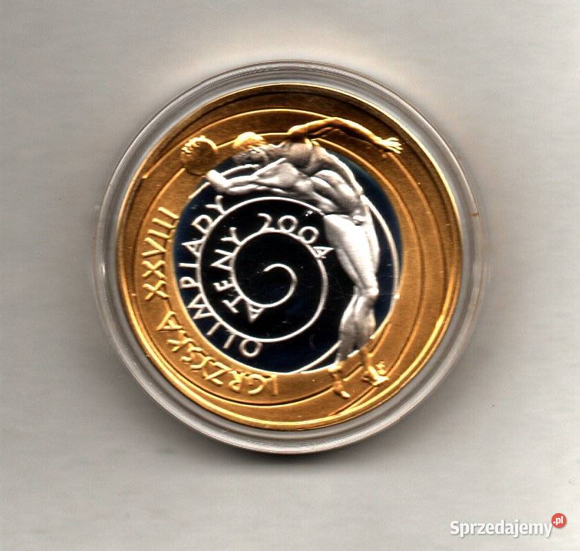 Moneta 10 2004 Olimpiada Ateny 2004 złocona Poznań