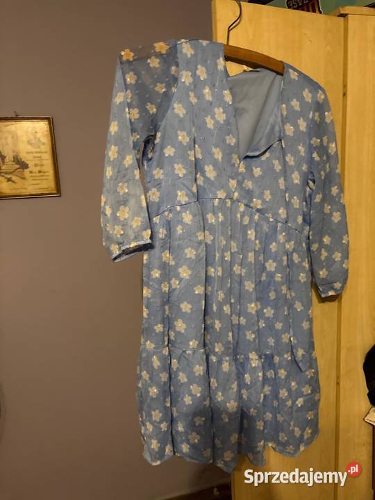 Niebieska sukienka w kwiatki