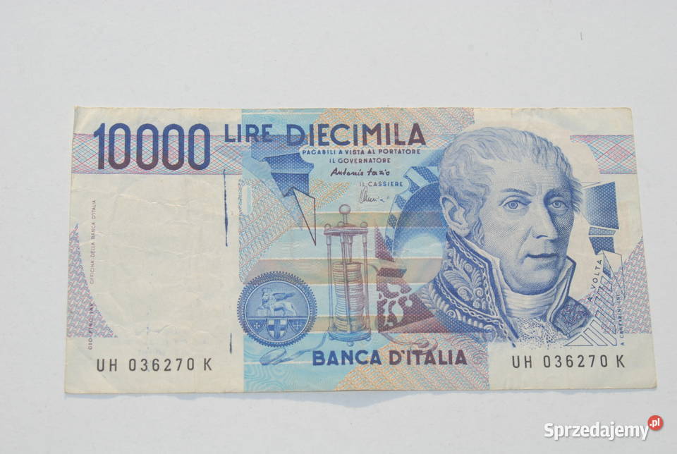 Stary banknot 10000 lire lirów Włochy 1984 antyk