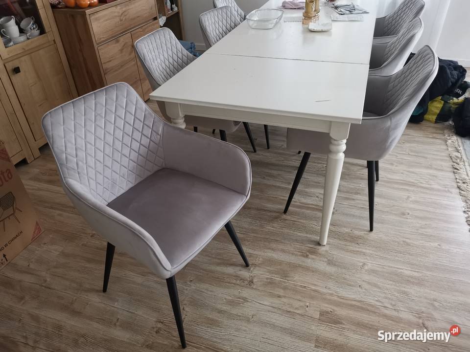 Krzesla nowe welur polysk szare agata