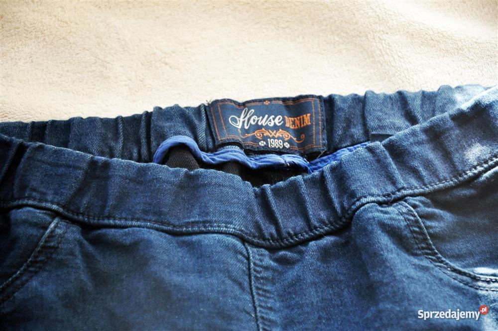 granatowe tregginsy HOUSE DENIM obcisłe skinny w Długie Spodnie Łódź sprzedam