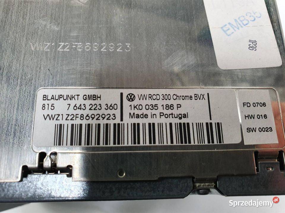 RADIO VOLKSWAGEN TOURAN 1K0035186P osobowe Lipno