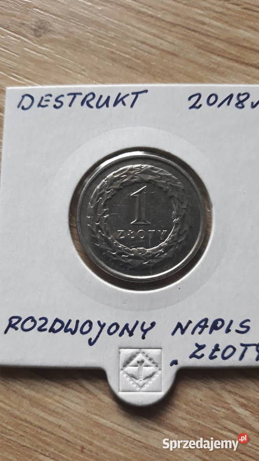 1 złoty 2018 r DestruktPodwojony stempel Konin