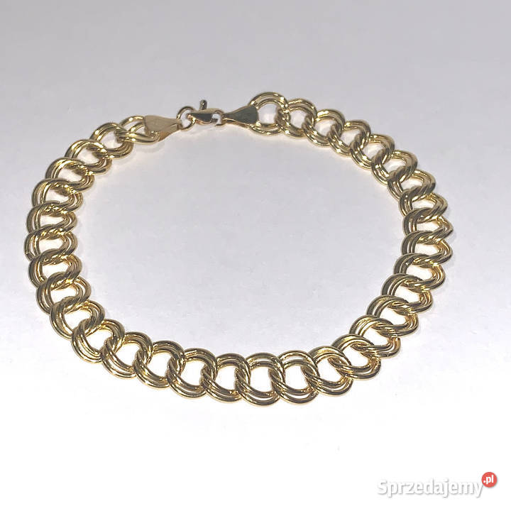 Złota BRANSOLETKA damska 18K splot GARIBALDI 20 złote mazowieckie