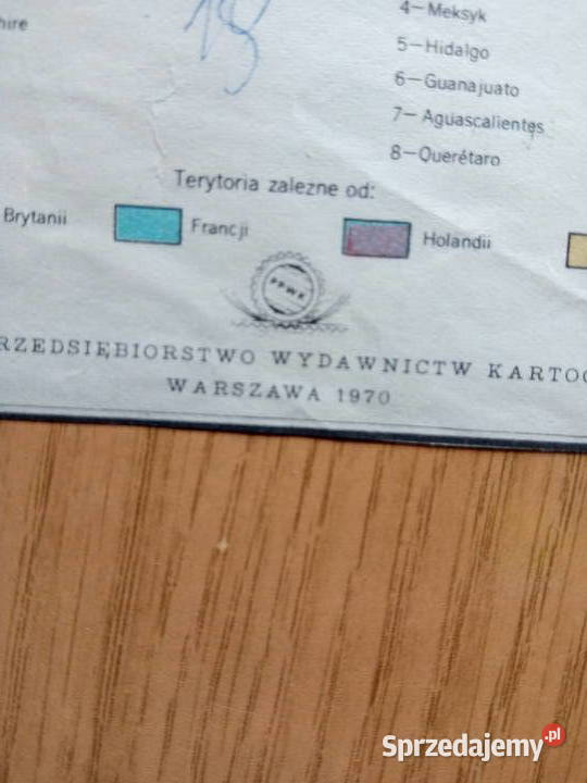Dwustronna mapa Ameryka Płn i Płd 1970r Dąbrowa Górnicza