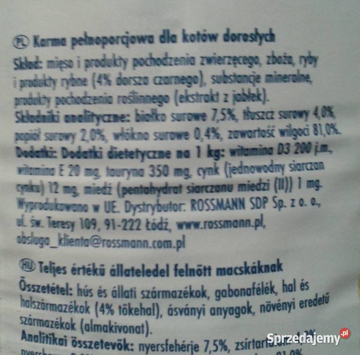Winston Karma mokra kotów Z DORSZEM CZARNYM 2 x Strzelce Opolskie sprzedam