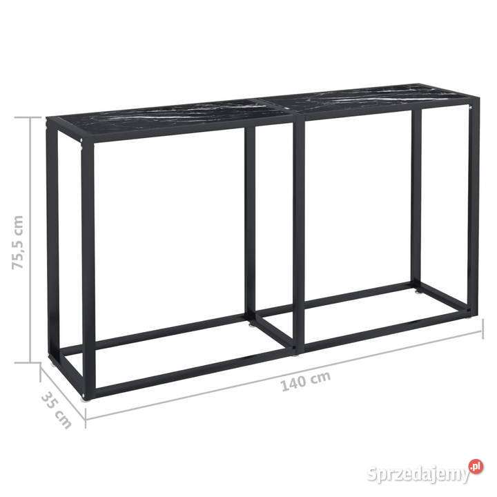 Konsola czarny marmur 140x35x755 szkło hartowane mazowieckie Warszawa