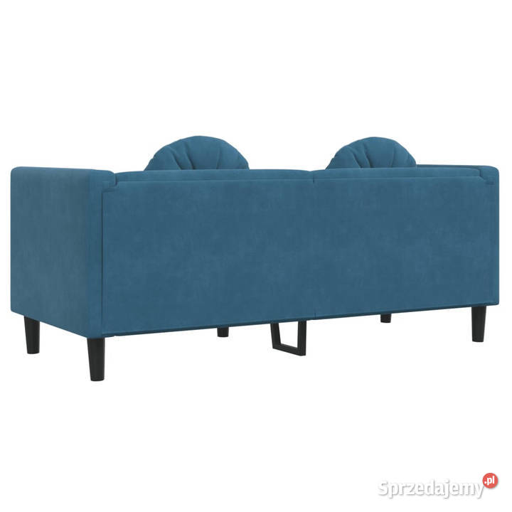 Sofa 2osobowa z poduszkami niebieska aksamit Warszawa