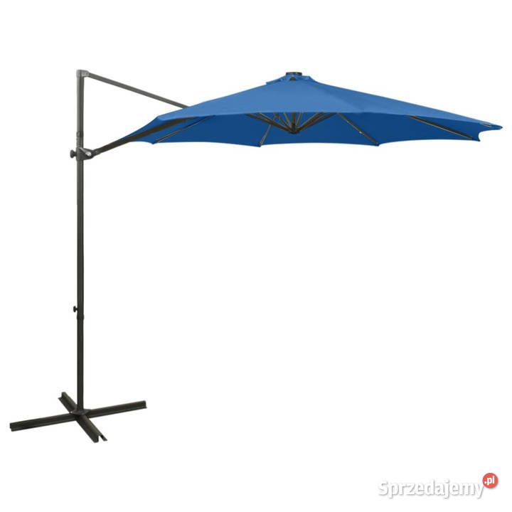 Parasol wiszący z LED i słupkiem niebieski 300 Warszawa