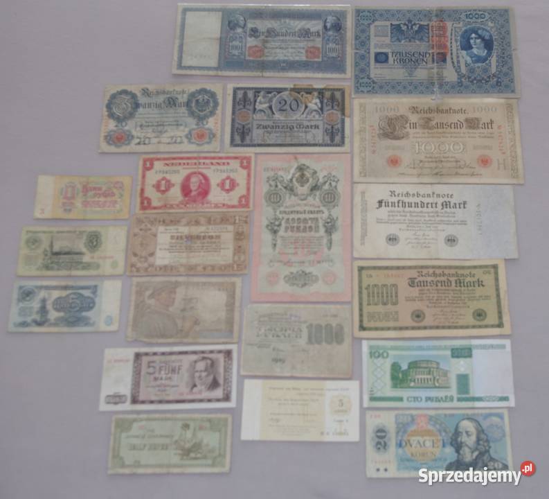 Zestaw banknotów różnych 20 Płock sprzedam
