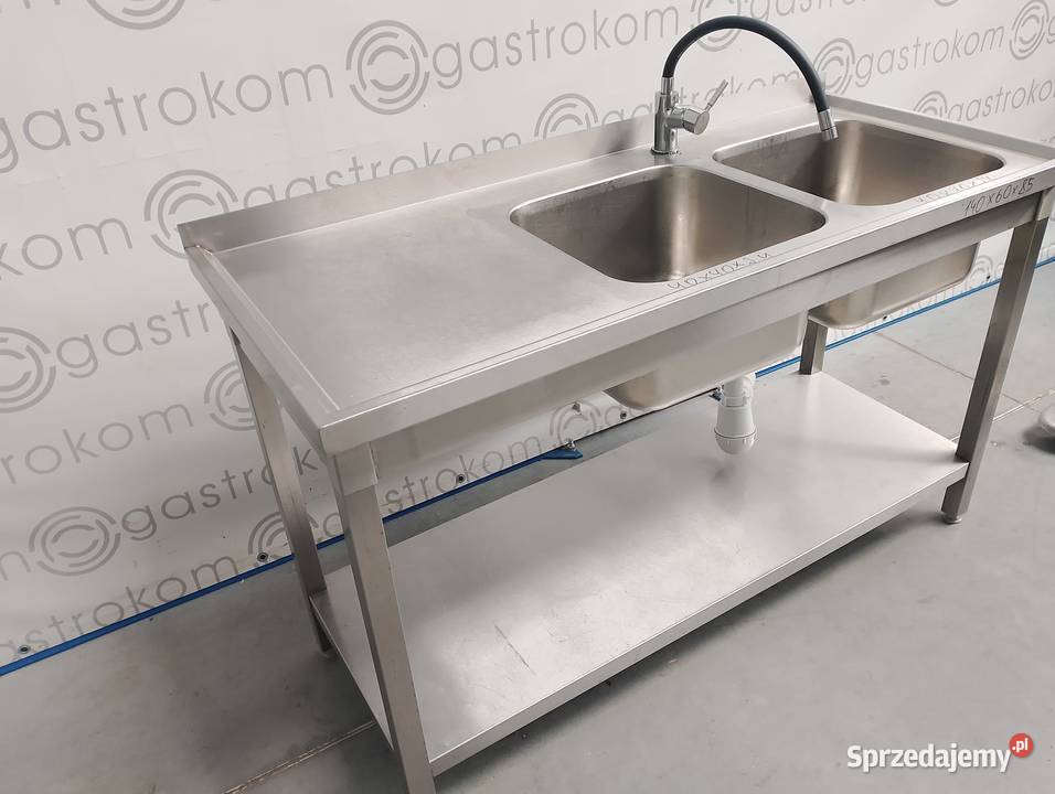 Stół z 2 zlewami i półką 140x60x85 Wrocław