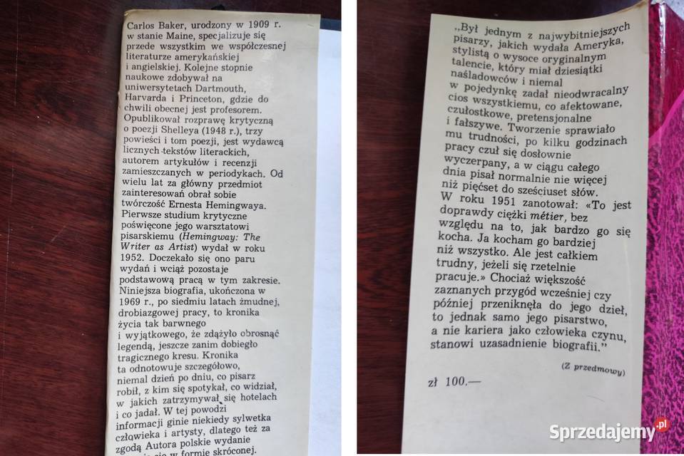 Carlos Baker Ernest Hemingwa Rok wydania 0 Kielce