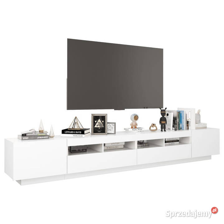 Szafka pod TV z oświetleniem LED biała 260x35x40 Warszawa