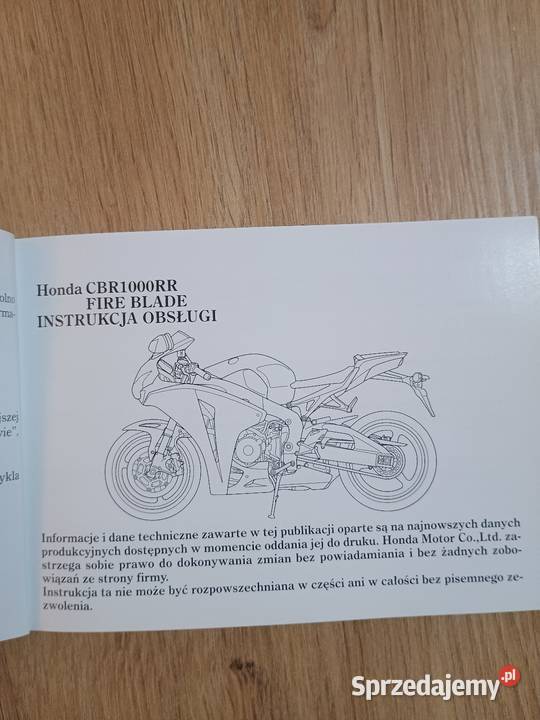 Honda CBR1000RR sc59 instrukcja książka śląskie Tarnowskie Góry sprzedam