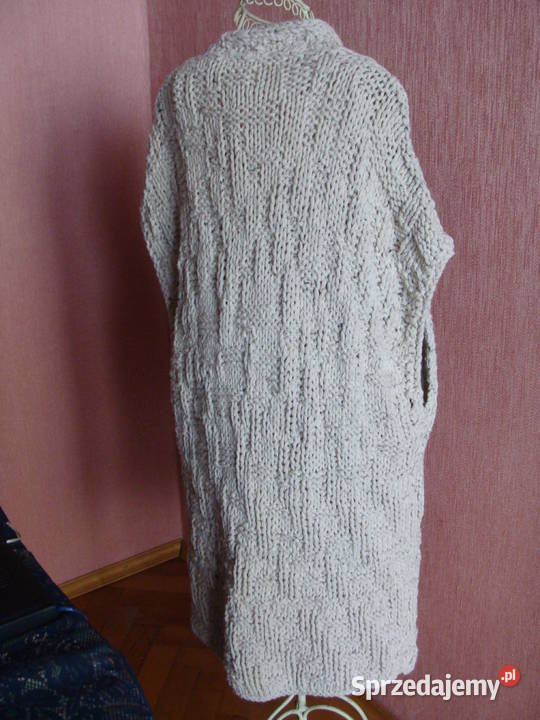 kardigan knit handmade beż gruby splot łódzkie Łódź sprzedam